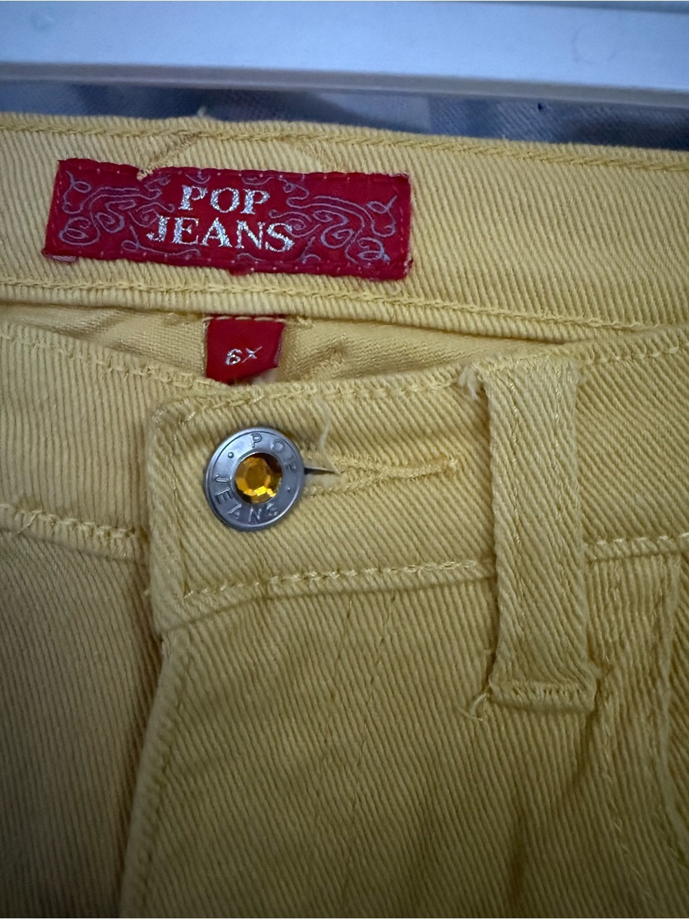 90’s Vintage Pop jeans, Girls Yellow Denim Shorts Size 6X - Picture 3 of 8